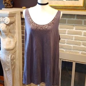 Eileen Fisher Embellished Linen Tank Top